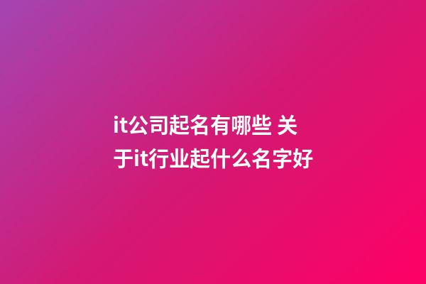 it公司起名有哪些 关于it行业起什么名字好-第1张-公司起名-玄机派